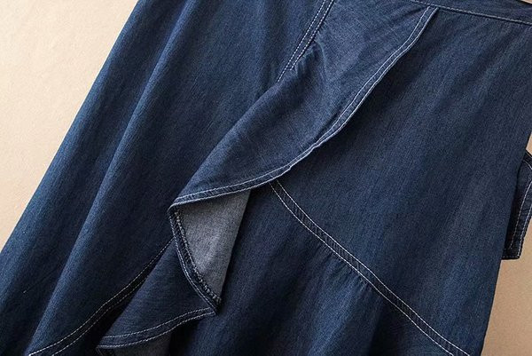 Νέο μοντέλο γυναικεία φούστα denim ασύμμετρη μοτίβο με μπλε χρώμα