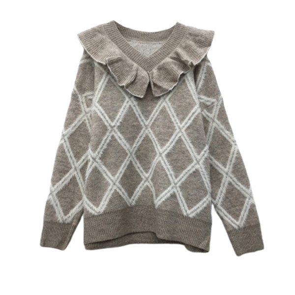 Φαρδύ γυναικείο πουλόβερ με λαιμόκοψη σε τρία χρώματα