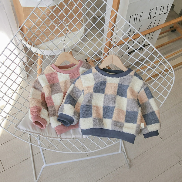 Bluza in carouri pentru copii model nou pentru baieti in maro si albastru