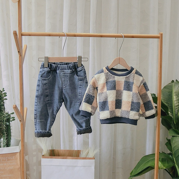 Bluza in carouri pentru copii model nou pentru baieti in maro si albastru