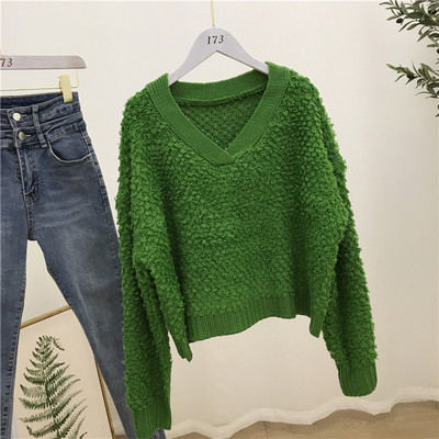 Pulover casual de dama cu decolteu spitz in cinci culori