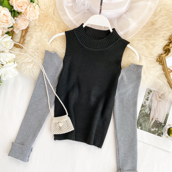 Γυναικείο casual πουλόβερ με γυμνά ώμοι και οβάλ ντεκολτέ