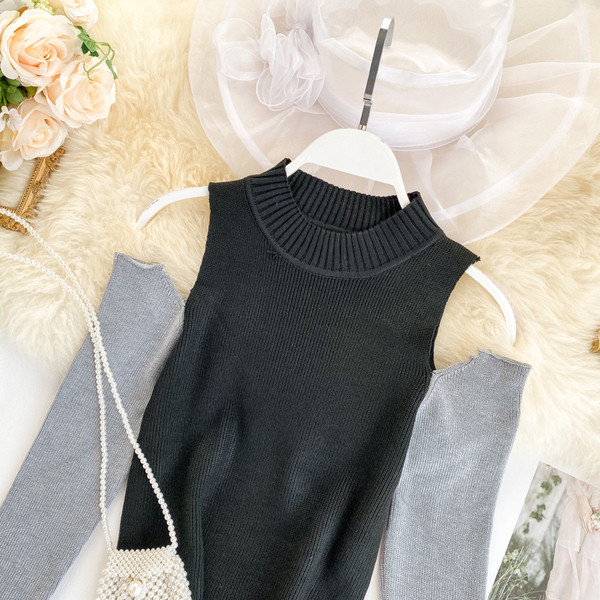 Γυναικείο casual πουλόβερ με γυμνά ώμοι και οβάλ ντεκολτέ