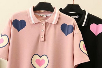 Γυναικείο Casual φόρεμα κοντό μανίκι  με κλασικό κολάρο σε ροζ και μαύρο χρώμα