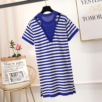 Lezser női rövid ruha O-nyakú és rövid ujjú, két színben