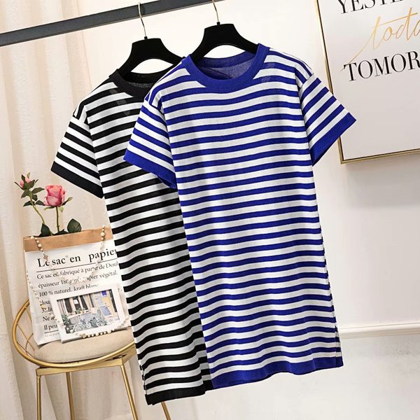 Lezser női rövid ruha O-nyakú és rövid ujjú, két színben