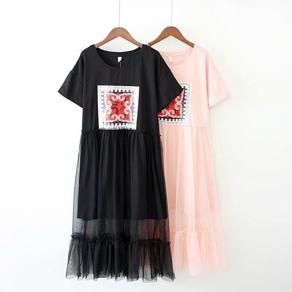 Μοντέρνο βραδυνό σύντομο φόρεμα με κοντό μανίκι ροζ και μαύρο χρώμα