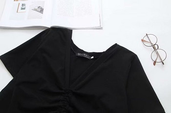 Γυναικεία Slim Casual Σύντομο φόρεμα  με Μακρύ μανίκι σε μαύρο χρώμα