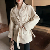 Palton elegant de damă de primăvară-toamnă în alb și negru