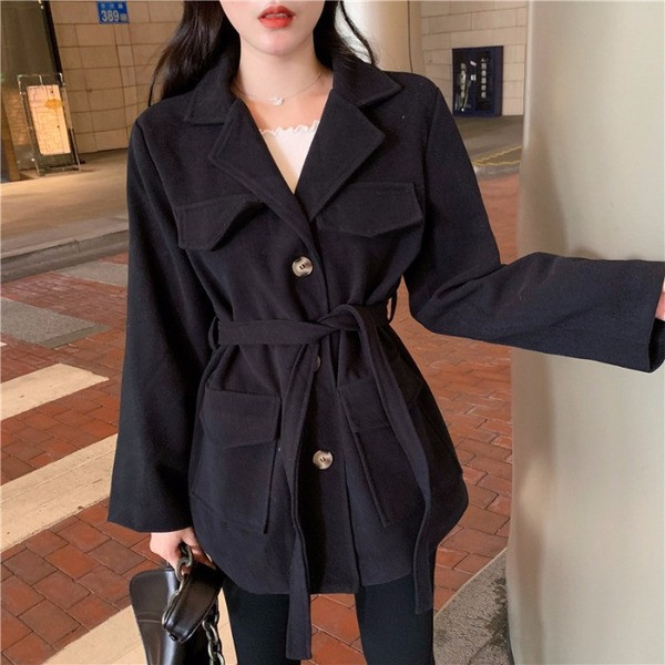 Palton elegant de damă de primăvară-toamnă în alb și negru