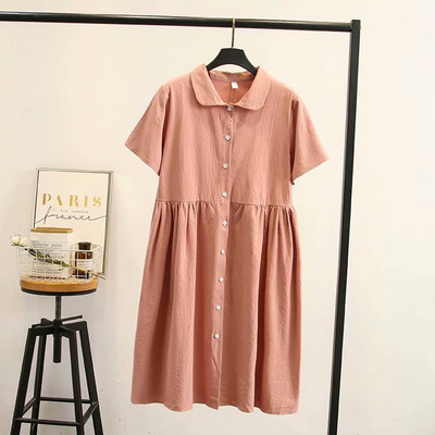 Alkalmi női ruha rövid ujjú, klasszikus gallérral, rózsaszín és fekete színben