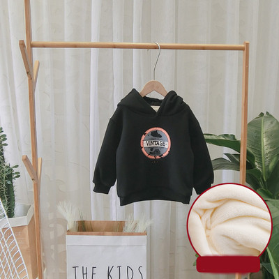 Casual παιδικό φούτερ με εκτύπωση και κουκούλα σε λευκό, γκρι και μαύρο χρώμα