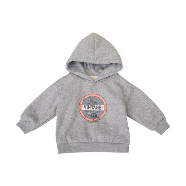 Casual παιδικό φούτερ με εκτύπωση και κουκούλα σε λευκό, γκρι και μαύρο χρώμα