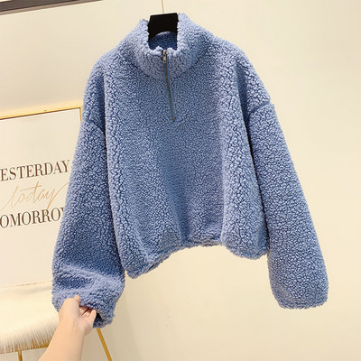 Γυναικείο απλαλό πουλόβερ με φερμουάρ σε διάφορα χρώματα