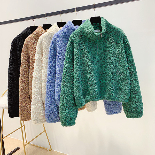 Γυναικείο απλαλό πουλόβερ με φερμουάρ σε διάφορα χρώματα