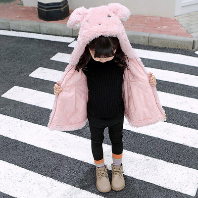 Παιδικό απαλό γιλέκο για κορίτσια με κουκούλα σε ροζ και μπλε χρώμα