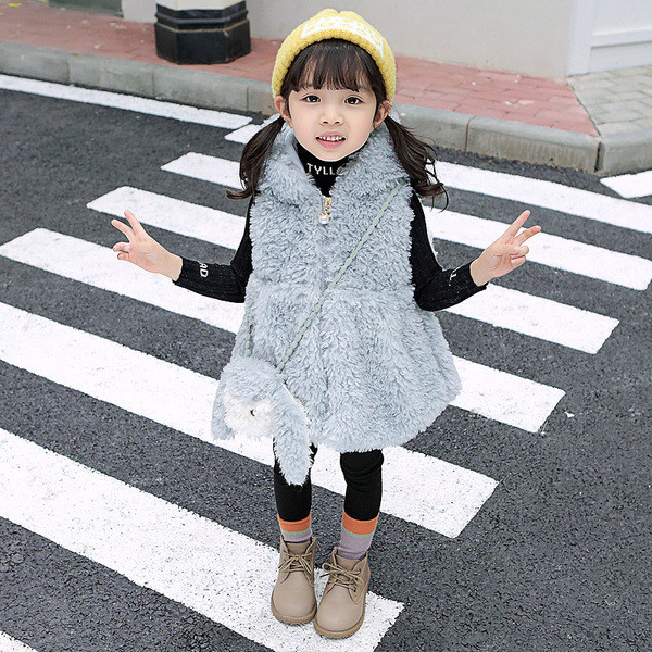 Παιδικό απαλό γιλέκο για κορίτσια με κουκούλα σε ροζ και μπλε χρώμα