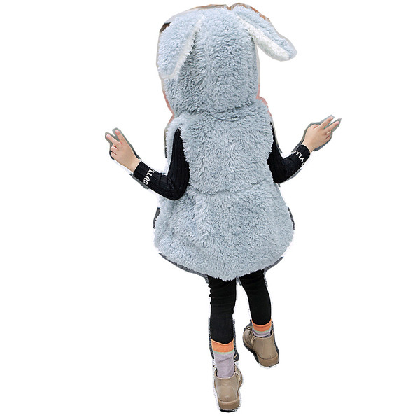 Παιδικό απαλό γιλέκο για κορίτσια με κουκούλα σε ροζ και μπλε χρώμα