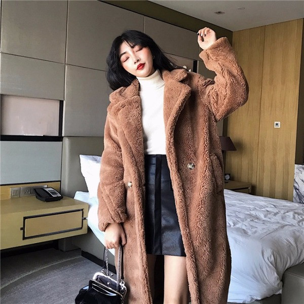 Palton de iarnă lung de puf cu nasturi în două culori