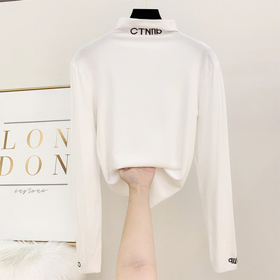 Bluză de damă cu guler polo și mâneci lungi în mai multe culori