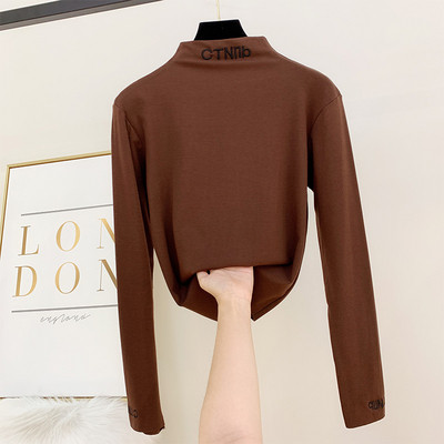 Bluză de damă cu guler polo și mâneci lungi în mai multe culori