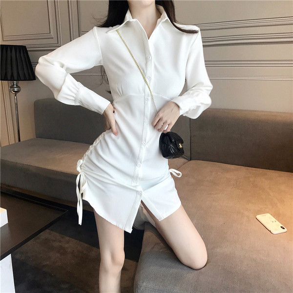 Rochie de dama moderna model asimetric cu cravate in alb si negru