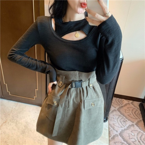 Fusta dama cu curea si buzunare - model croiat