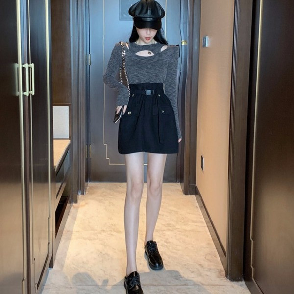 Fusta dama cu curea si buzunare - model croiat