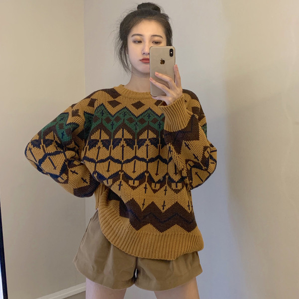 Καθημερινό πουλόβερ με χρωματιστό μοτίβο