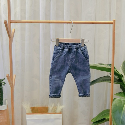 Blugi moderni pentru copii cu imprimeu pentru baieti in albastru si gri