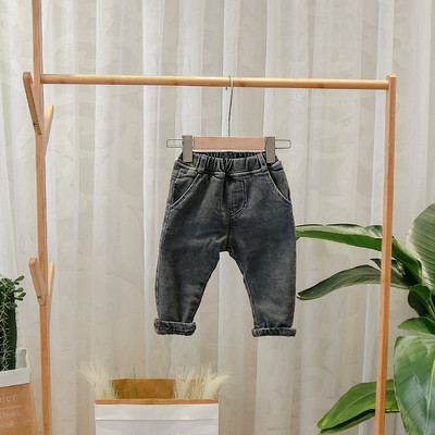 Blugi moderni pentru copii cu imprimeu pentru baieti in albastru si gri