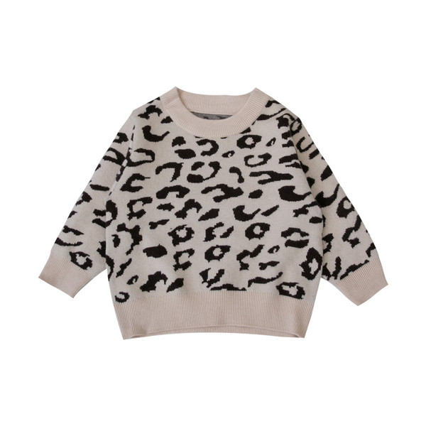 Μοντέρνο παιδικό πουλόβερ με ζωικό σχέδιο σε καφέ και μπεζ χρώμα για αγόρια