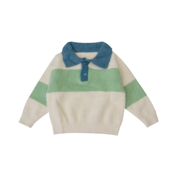 Modern gyerekpulóver klasszikus gallérral és gombokkal fiúknak