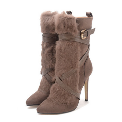 Γυναικείες μπότες σε οικολογικό σουέτ με καφέ χρώμα