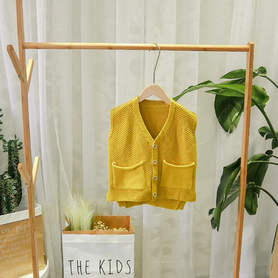 Νέο μοντέλο παιδικό γιλέκο για κορίτσια  σε λευκό και κίτρινο χρώμα