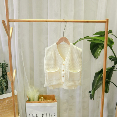 Νέο μοντέλο παιδικό γιλέκο για κορίτσια  σε λευκό και κίτρινο χρώμα