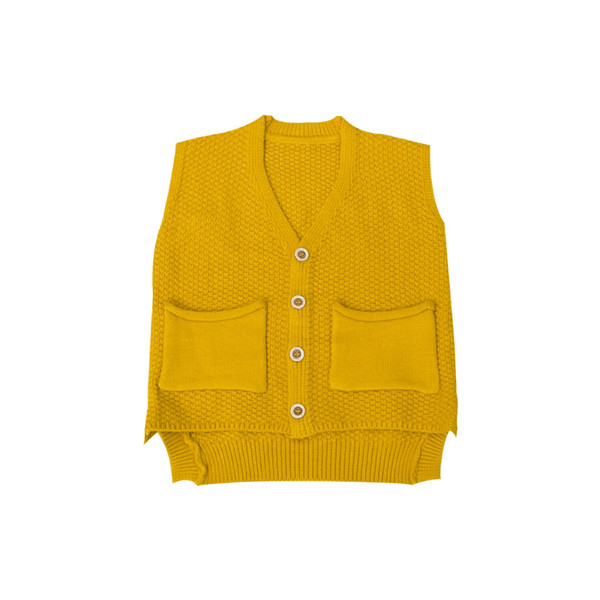 Νέο μοντέλο παιδικό γιλέκο για κορίτσια  σε λευκό και κίτρινο χρώμα