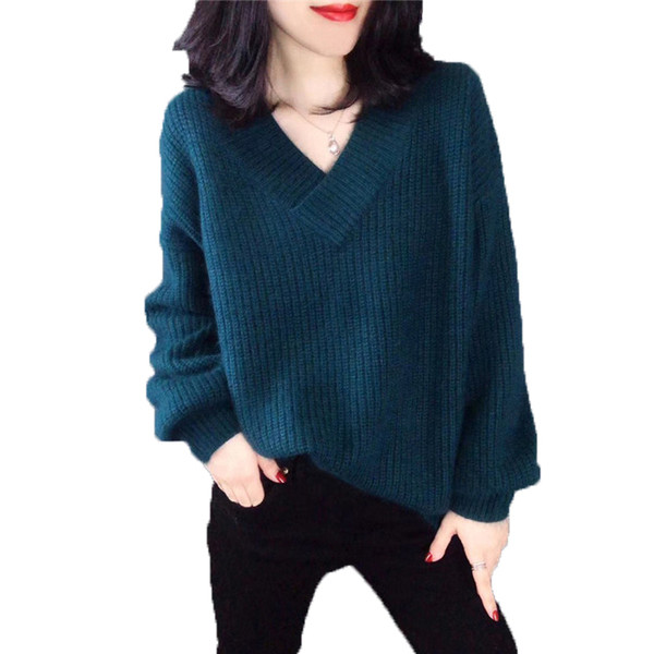 Sima modell női pulóver spitz nyakkivágással, négy színben