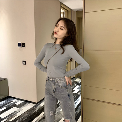 Női alkalmi blúz sima modell ovális nyakkivágással, több színben