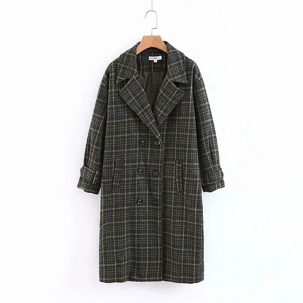 Palton de damă modern în carouri în patru culori