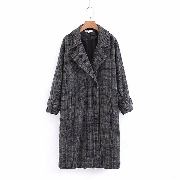 Palton de damă modern în carouri în patru culori