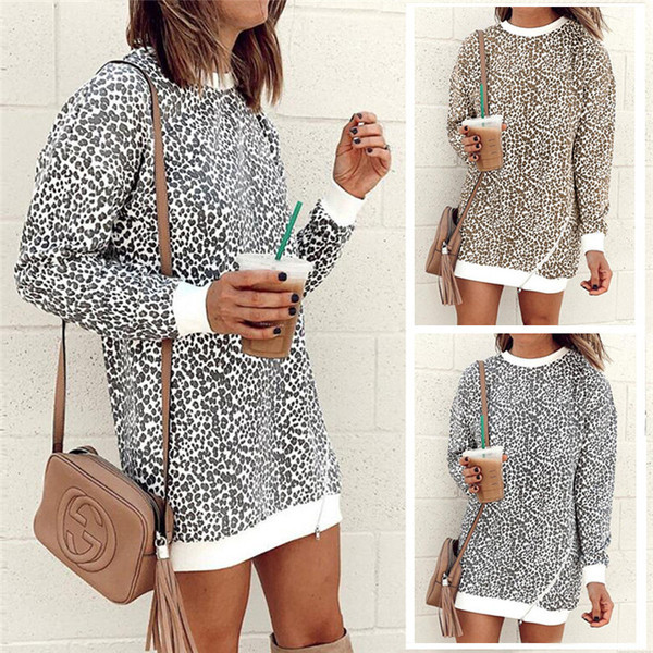 Hanorac lung cu fermoar in animal print - doua culori