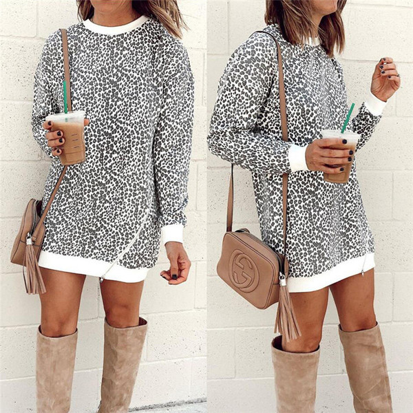 Hanorac lung cu fermoar in animal print - doua culori