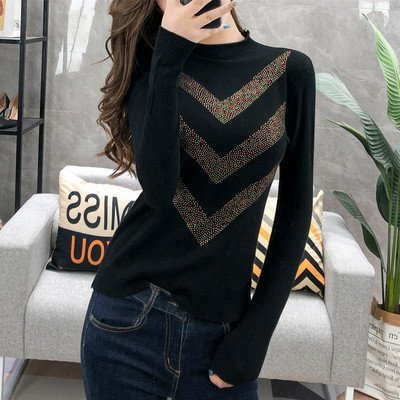 Μοντέρνο γυναικείο πουλόβερ με πέτρες σε τέσσερα χρώματα