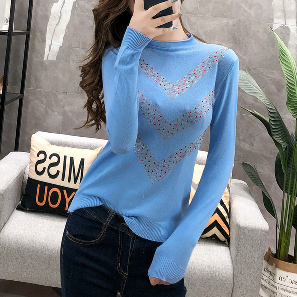 Μοντέρνο γυναικείο πουλόβερ με πέτρες σε τέσσερα χρώματα