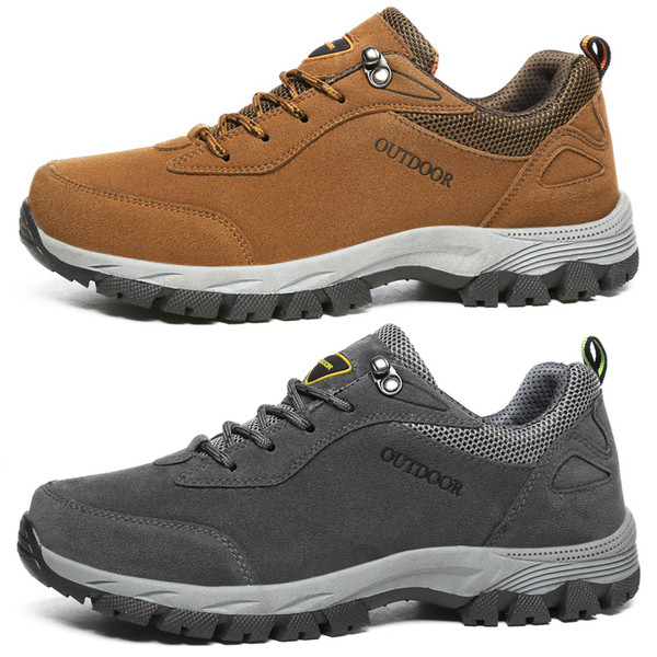 Туристически мъжки обувки с връзки в сив,кафяв и зелен цвят 