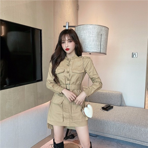 Rochie de dama asimetrica cu curea si buzunare