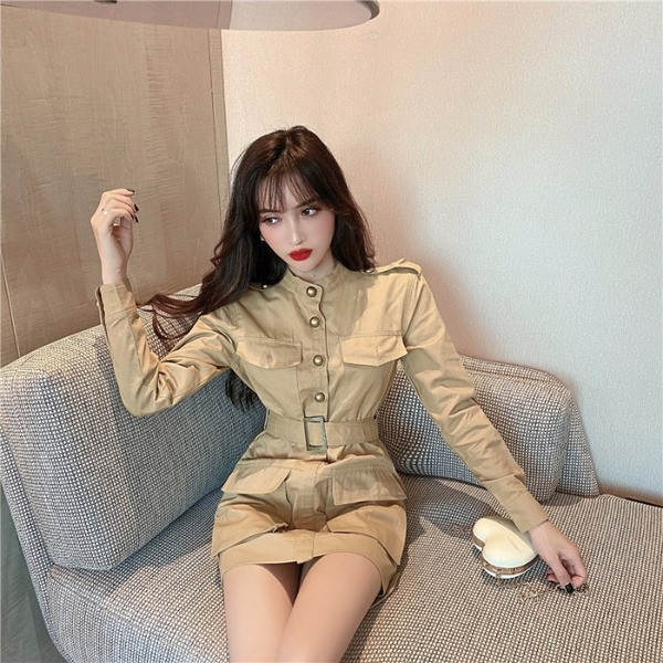 Rochie de dama asimetrica cu curea si buzunare