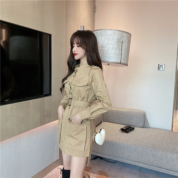 Rochie de dama asimetrica cu curea si buzunare