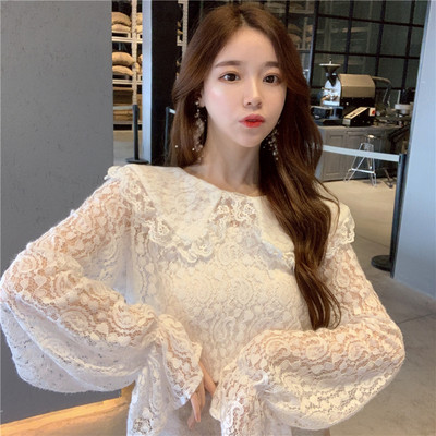 Cămașă de damă modernă din dantelă cu dantelă în alb și negru